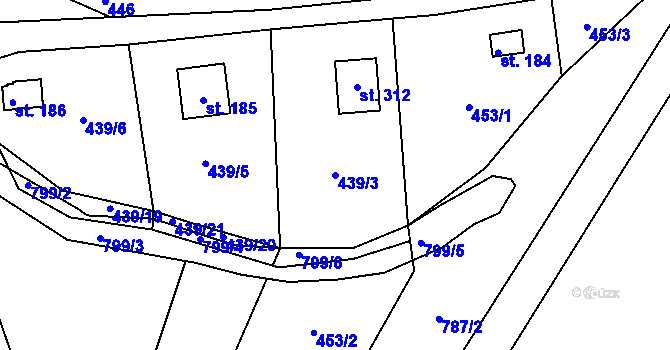 Parcela st. 439/3 v KÚ Andělská Hora u Chrastavy, Katastrální mapa