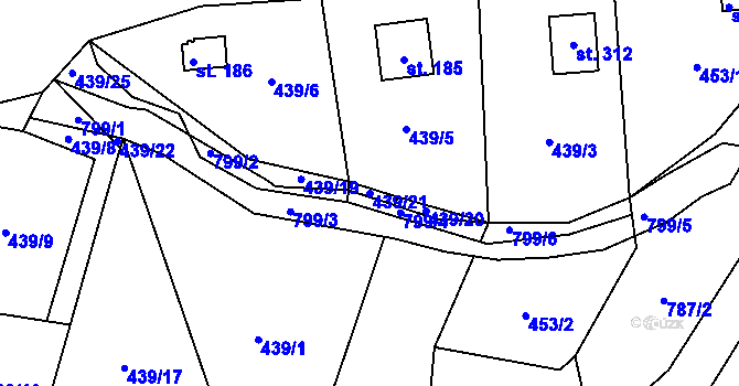 Parcela st. 439/21 v KÚ Andělská Hora u Chrastavy, Katastrální mapa
