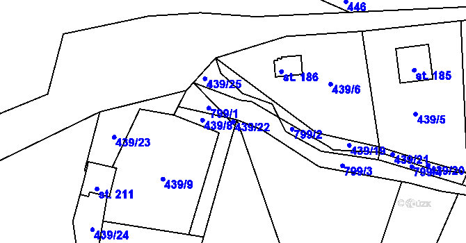 Parcela st. 439/22 v KÚ Andělská Hora u Chrastavy, Katastrální mapa