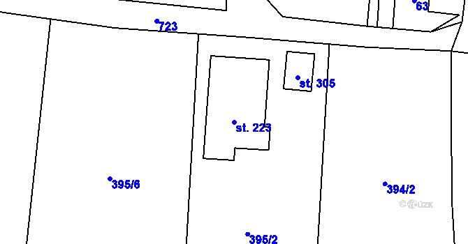 Parcela st. 223 v KÚ Andělská Hora u Chrastavy, Katastrální mapa