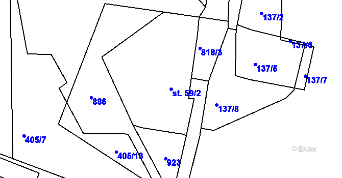 Parcela st. 59/2 v KÚ Dolní Chrastava, Katastrální mapa