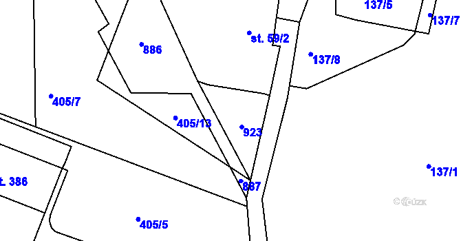 Parcela st. 59/3 v KÚ Dolní Chrastava, Katastrální mapa