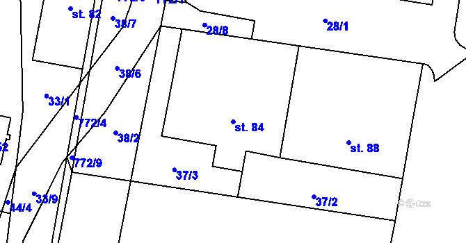 Parcela st. 84 v KÚ Dolní Chrastava, Katastrální mapa