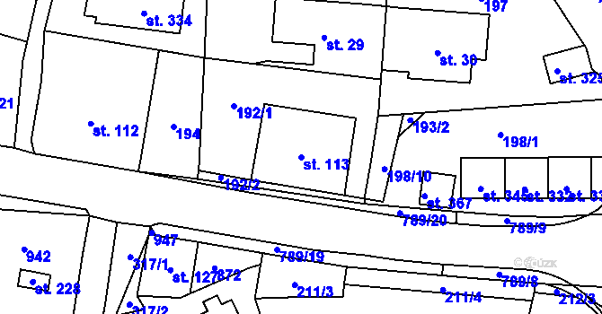 Parcela st. 113 v KÚ Dolní Chrastava, Katastrální mapa