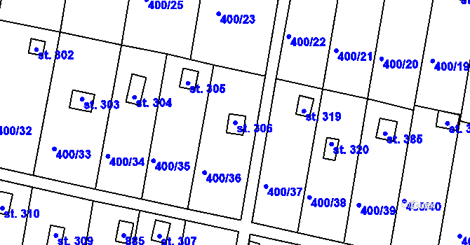 Parcela st. 306 v KÚ Dolní Chrastava, Katastrální mapa
