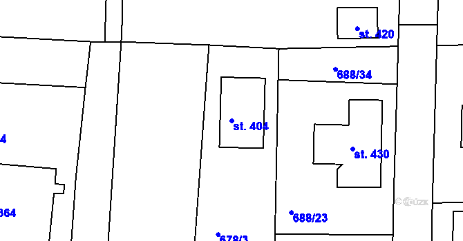 Parcela st. 404 v KÚ Dolní Chrastava, Katastrální mapa