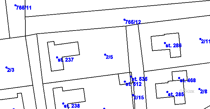 Parcela st. 2/5 v KÚ Dolní Chrastava, Katastrální mapa