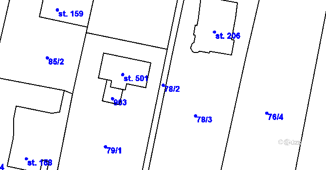 Parcela st. 78/2 v KÚ Dolní Chrastava, Katastrální mapa