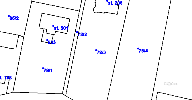 Parcela st. 78/3 v KÚ Dolní Chrastava, Katastrální mapa