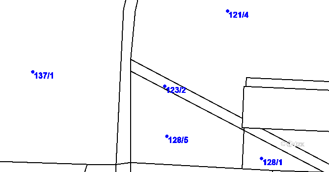 Parcela st. 123/2 v KÚ Dolní Chrastava, Katastrální mapa