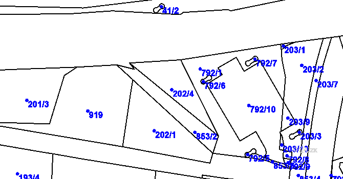 Parcela st. 202/4 v KÚ Dolní Chrastava, Katastrální mapa