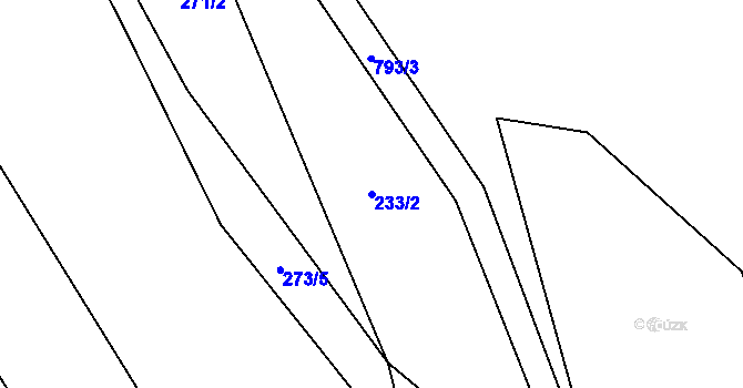 Parcela st. 233/2 v KÚ Dolní Chrastava, Katastrální mapa