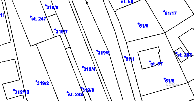 Parcela st. 319/5 v KÚ Dolní Chrastava, Katastrální mapa