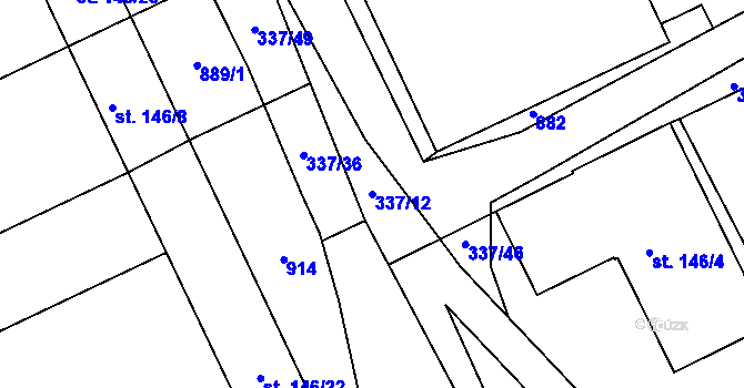 Parcela st. 337/12 v KÚ Dolní Chrastava, Katastrální mapa