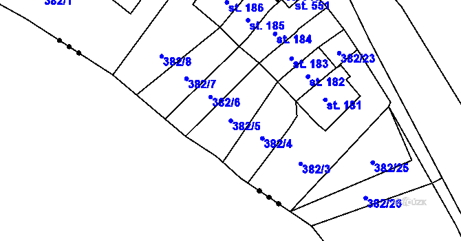 Parcela st. 382/5 v KÚ Dolní Chrastava, Katastrální mapa