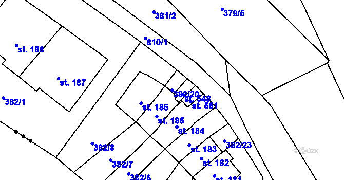 Parcela st. 382/20 v KÚ Dolní Chrastava, Katastrální mapa