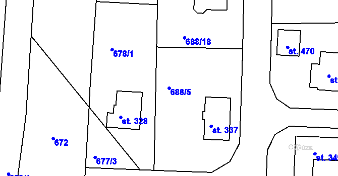 Parcela st. 688/5 v KÚ Dolní Chrastava, Katastrální mapa