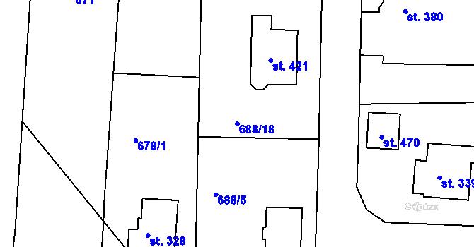 Parcela st. 688/18 v KÚ Dolní Chrastava, Katastrální mapa
