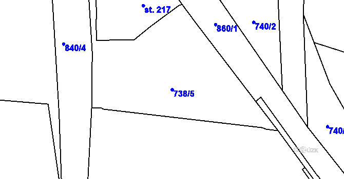 Parcela st. 738/5 v KÚ Dolní Chrastava, Katastrální mapa