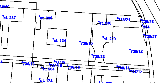Parcela st. 738/10 v KÚ Dolní Chrastava, Katastrální mapa