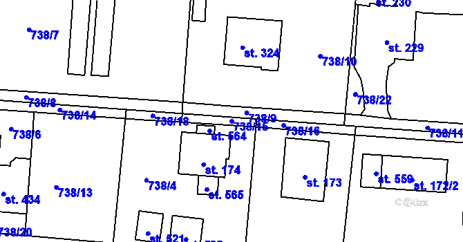 Parcela st. 738/15 v KÚ Dolní Chrastava, Katastrální mapa