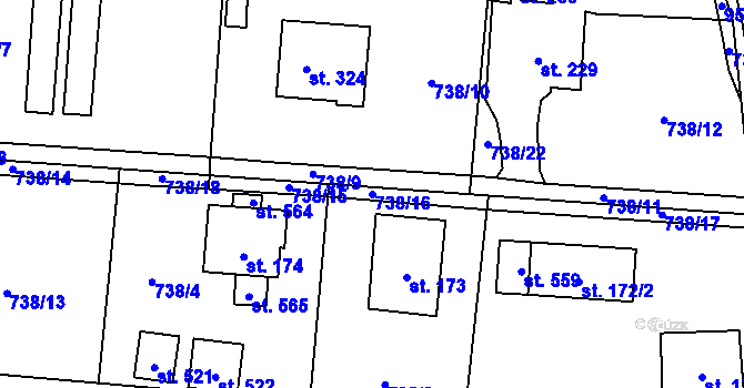 Parcela st. 738/16 v KÚ Dolní Chrastava, Katastrální mapa