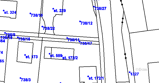 Parcela st. 738/17 v KÚ Dolní Chrastava, Katastrální mapa