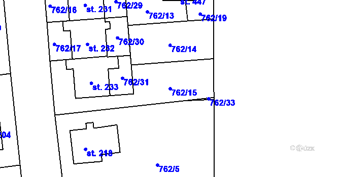 Parcela st. 762/15 v KÚ Dolní Chrastava, Katastrální mapa