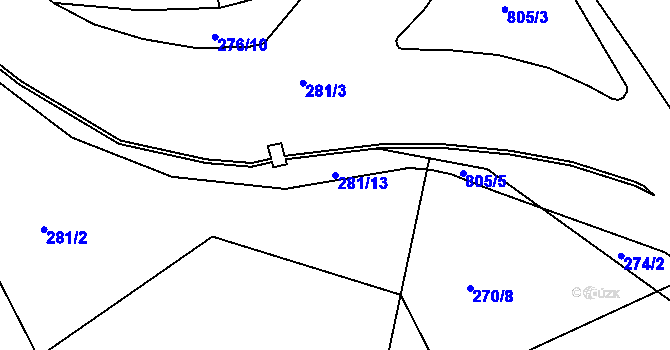 Parcela st. 281/13 v KÚ Dolní Chrastava, Katastrální mapa