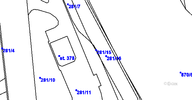 Parcela st. 281/15 v KÚ Dolní Chrastava, Katastrální mapa