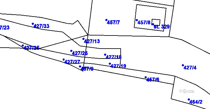 Parcela st. 427/18 v KÚ Dolní Chrastava, Katastrální mapa