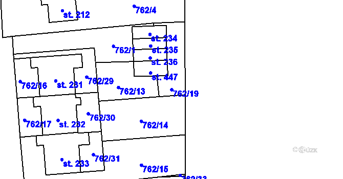 Parcela st. 762/19 v KÚ Dolní Chrastava, Katastrální mapa