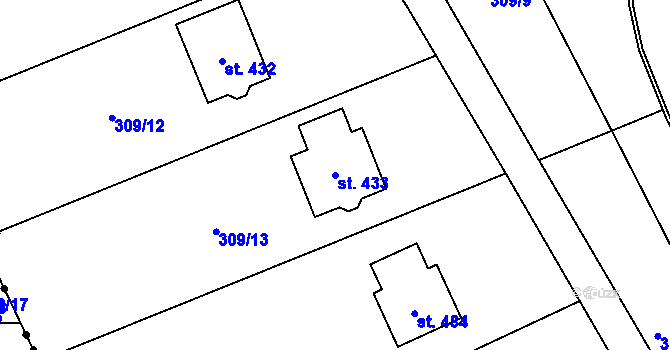Parcela st. 433 v KÚ Dolní Chrastava, Katastrální mapa