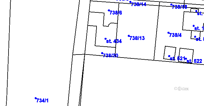 Parcela st. 738/20 v KÚ Dolní Chrastava, Katastrální mapa
