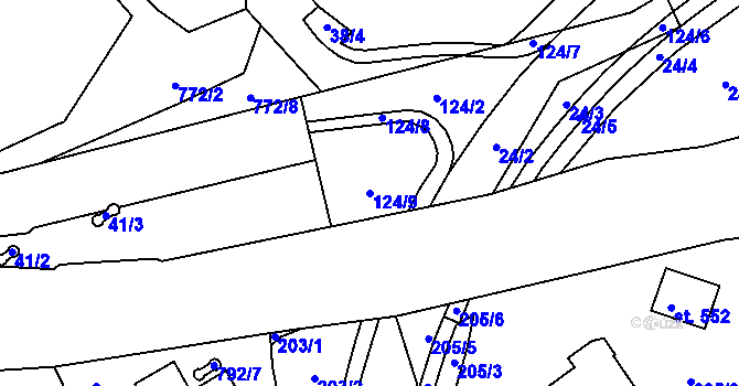 Parcela st. 124/9 v KÚ Dolní Chrastava, Katastrální mapa
