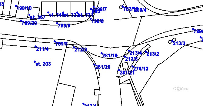 Parcela st. 281/19 v KÚ Dolní Chrastava, Katastrální mapa