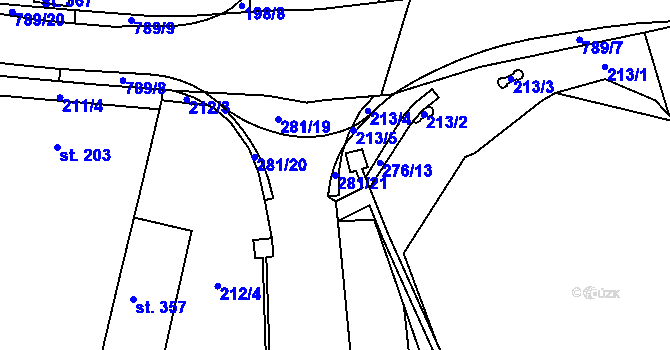 Parcela st. 281/21 v KÚ Dolní Chrastava, Katastrální mapa