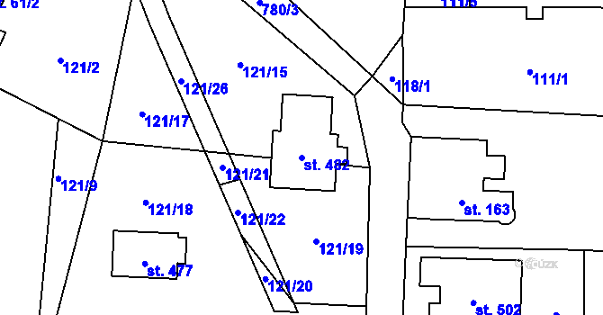 Parcela st. 482 v KÚ Dolní Chrastava, Katastrální mapa
