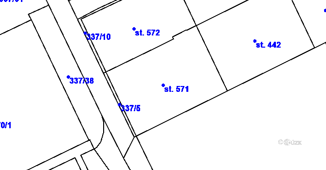 Parcela st. 571 v KÚ Dolní Chrastava, Katastrální mapa