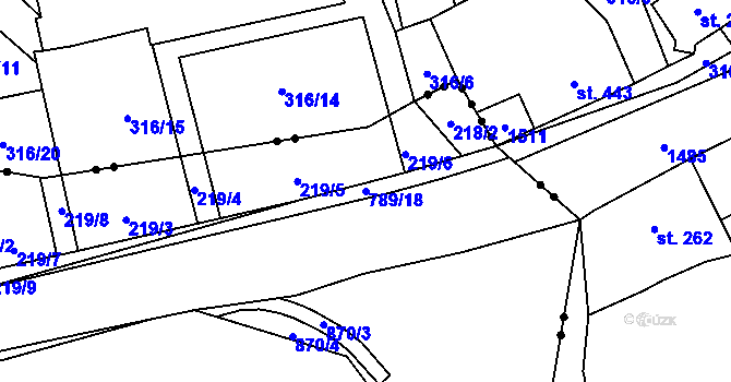 Parcela st. 789/18 v KÚ Dolní Chrastava, Katastrální mapa