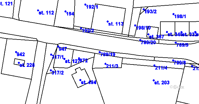 Parcela st. 789/19 v KÚ Dolní Chrastava, Katastrální mapa