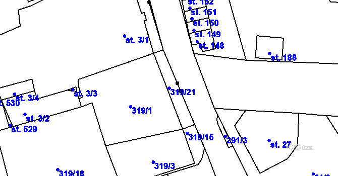Parcela st. 319/21 v KÚ Dolní Chrastava, Katastrální mapa