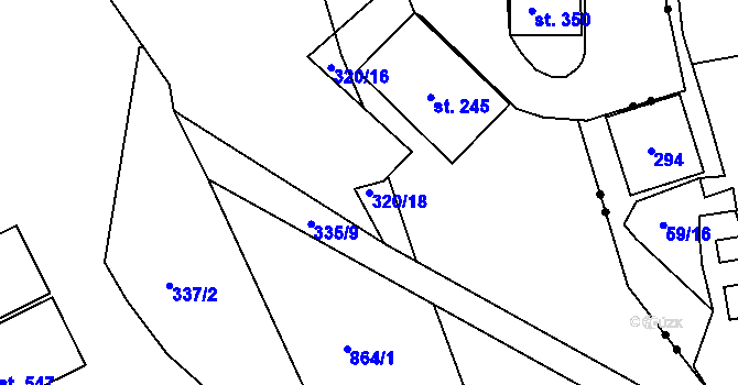 Parcela st. 320/18 v KÚ Dolní Chrastava, Katastrální mapa