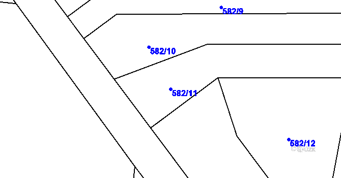 Parcela st. 582/11 v KÚ Dolní Chrastava, Katastrální mapa