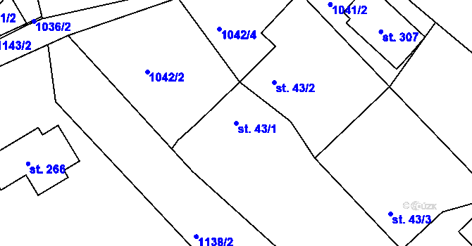 Parcela st. 43/1 v KÚ Horní Chrastava, Katastrální mapa