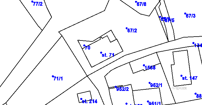 Parcela st. 71 v KÚ Horní Chrastava, Katastrální mapa
