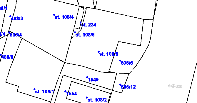 Parcela st. 108/5 v KÚ Horní Chrastava, Katastrální mapa