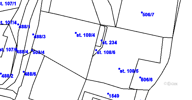 Parcela st. 108/6 v KÚ Horní Chrastava, Katastrální mapa