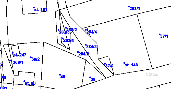 Parcela st. 284/3 v KÚ Horní Chrastava, Katastrální mapa