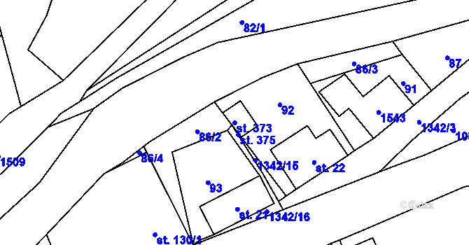 Parcela st. 373 v KÚ Horní Chrastava, Katastrální mapa